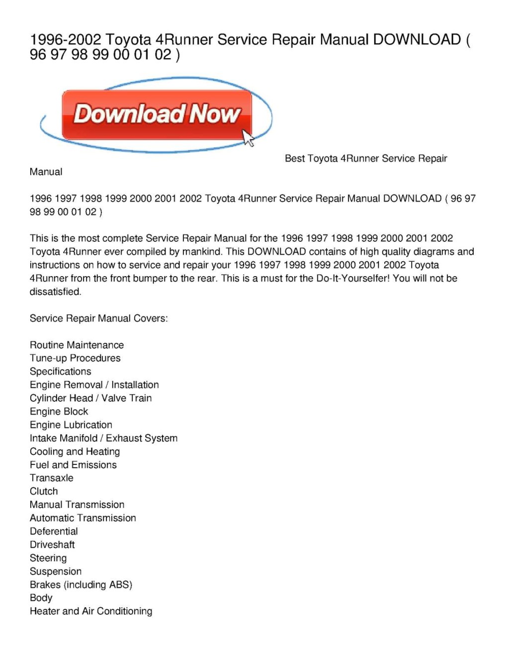 Picture of: Calaméo – – Toyota Runner Service Repair Manual DOWNLOAD