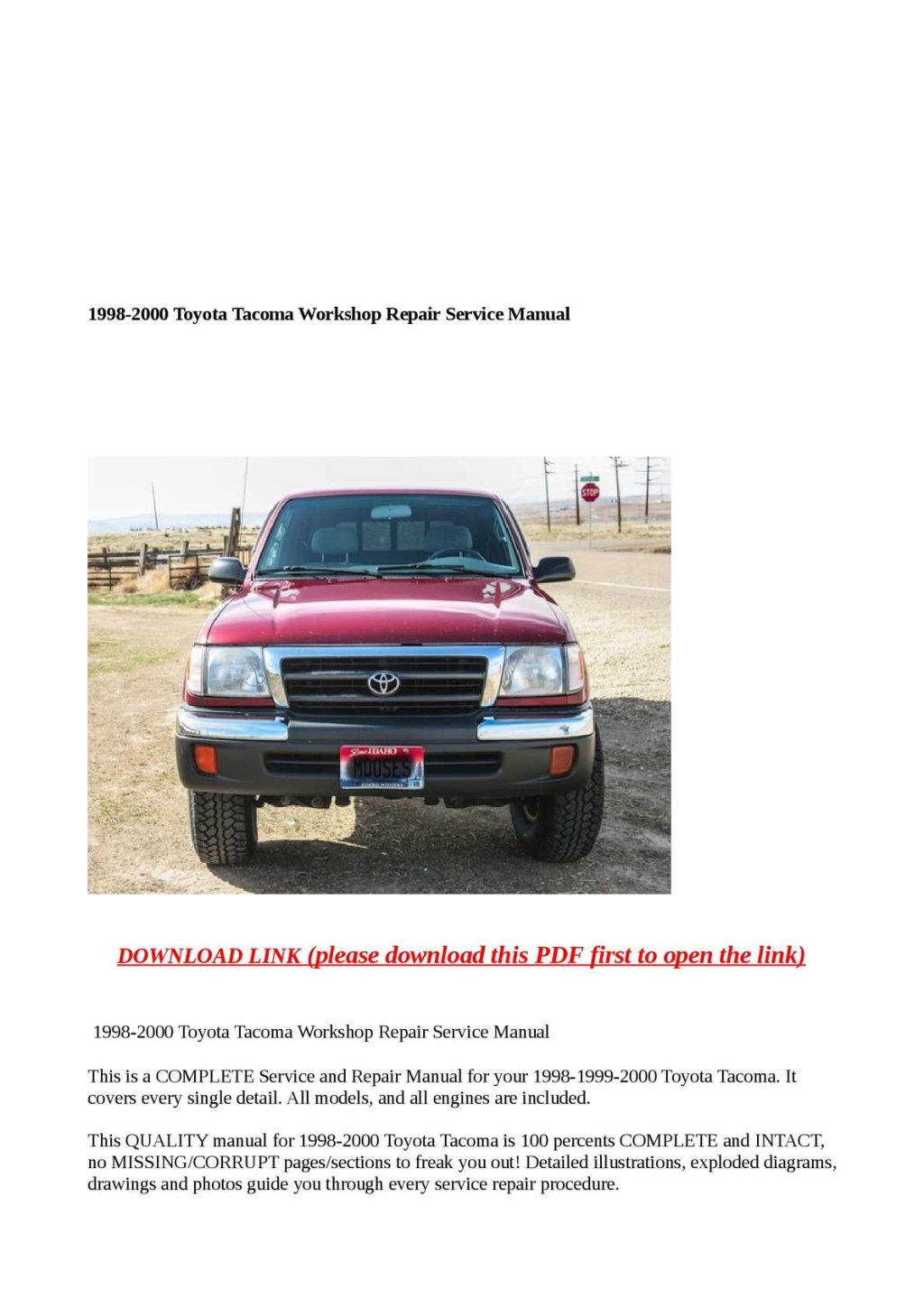 Picture of: Calaméo – – Toyota Tacoma Workshop Repair Service Manual