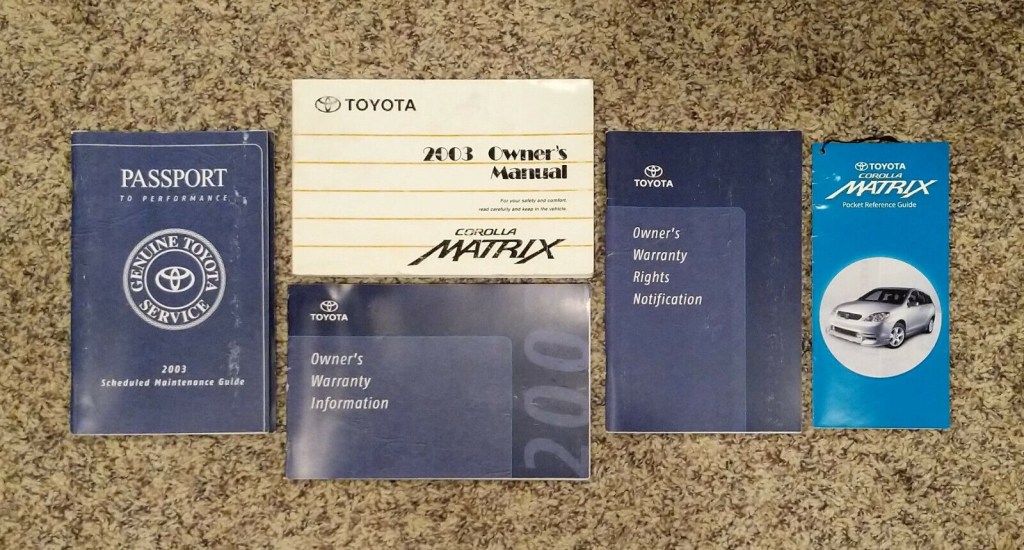 Picture of: Complete Set of  Toyota Matrix Owners Manuals and Warranty Guides