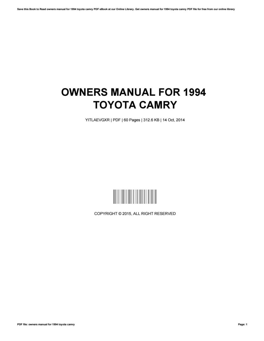 Picture of: Owners manual for  toyota camry by RobertSons – Issuu