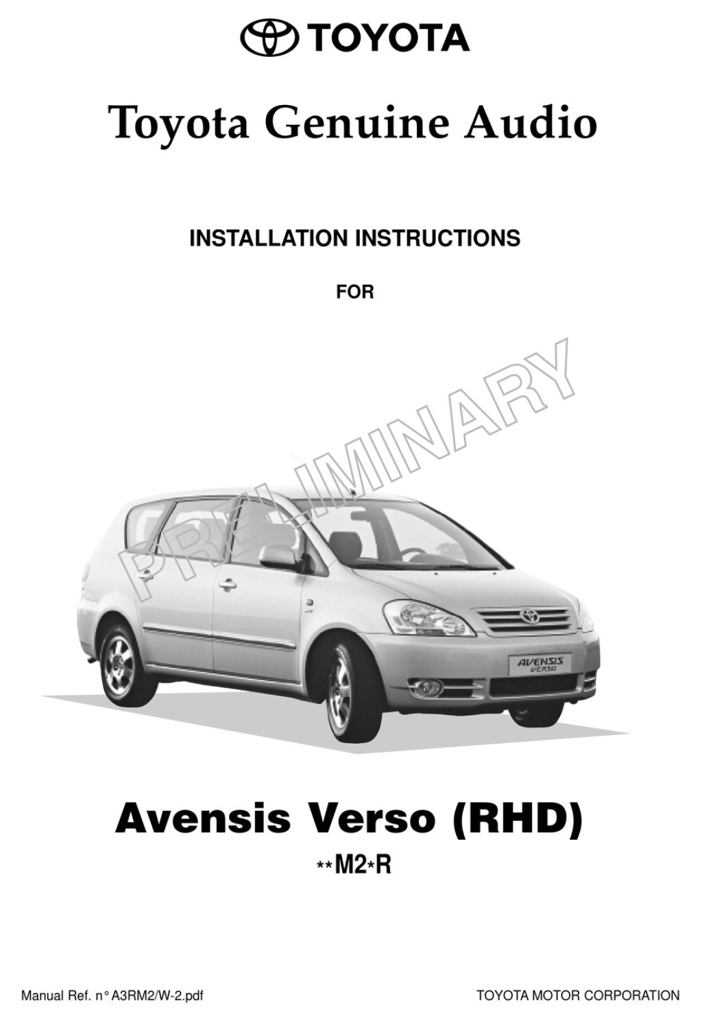 Picture of: TOYOTA AUDIO  AVENSIS VERSO INSTALLATION INSTRUCTIONS MANUAL
