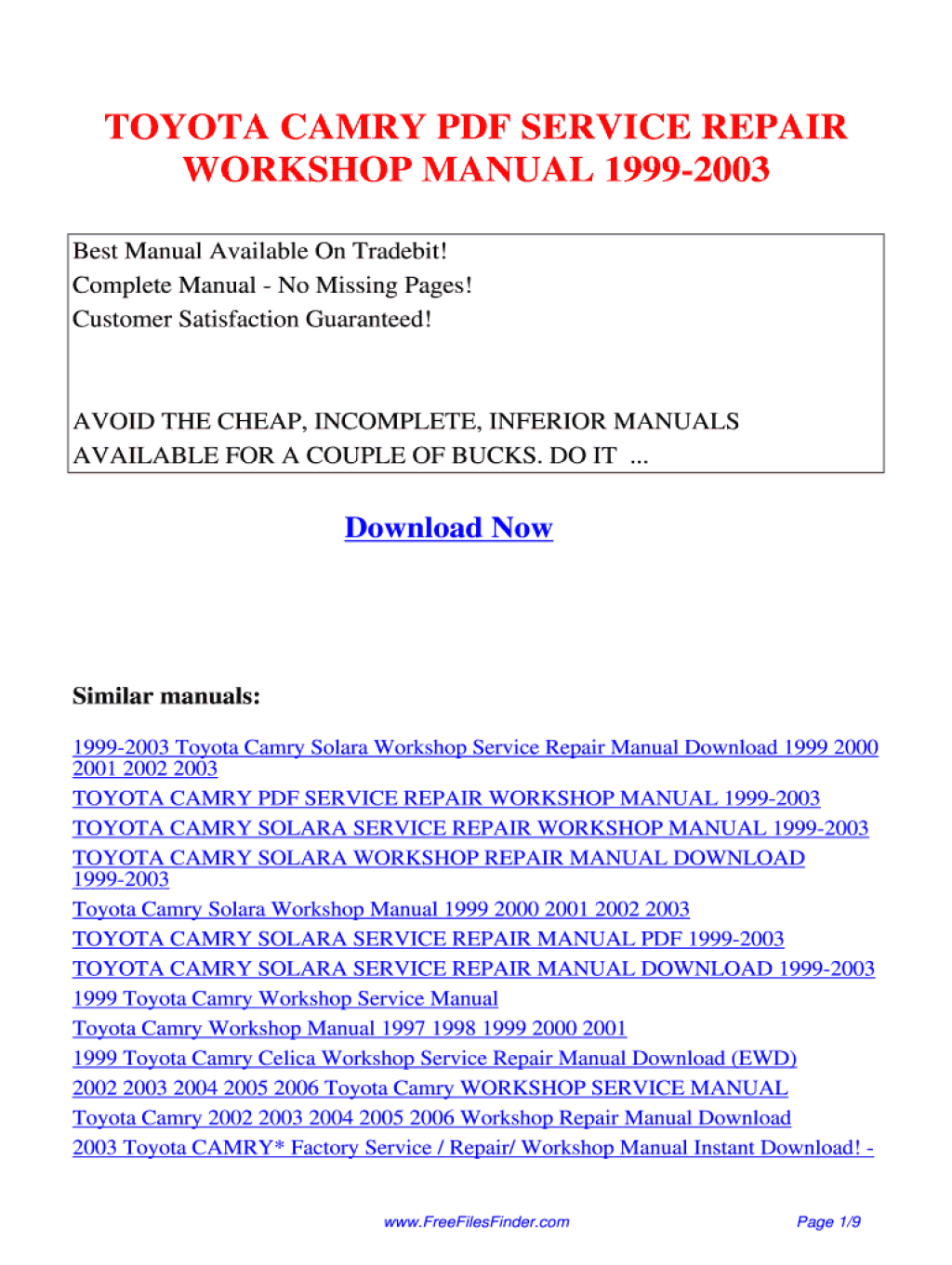Picture of: toyota camry repair manual pdf no No Download Needed needed