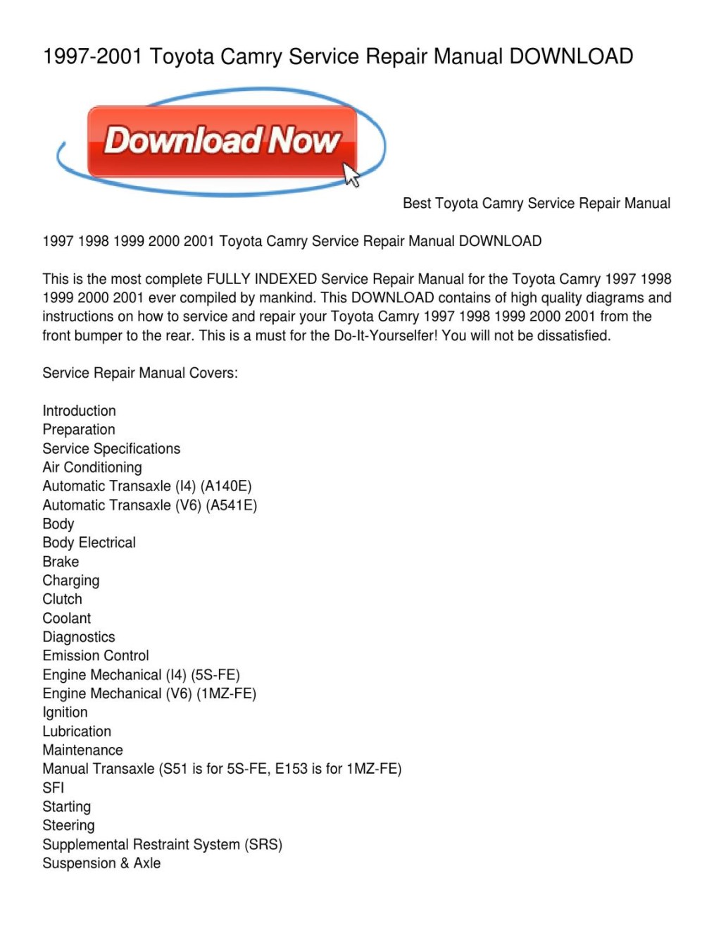 Picture of: – Toyota Camry Service Repair Manual DOWNLOAD by Jacquline