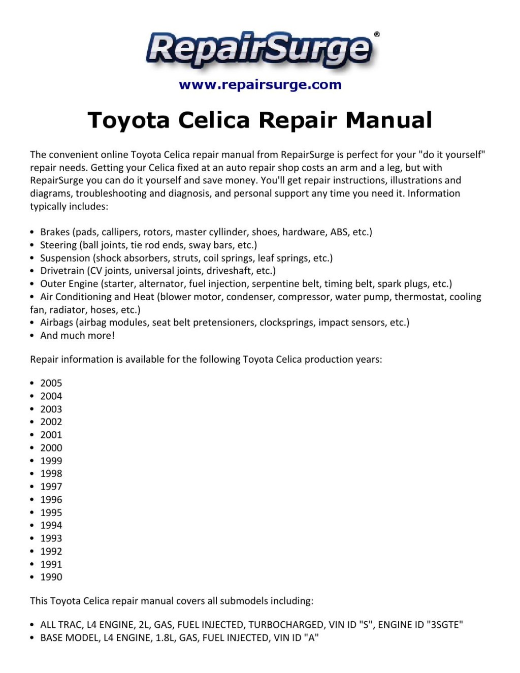 Picture of: Toyota celica repair manual   by Ryan Lung Melville – Issuu