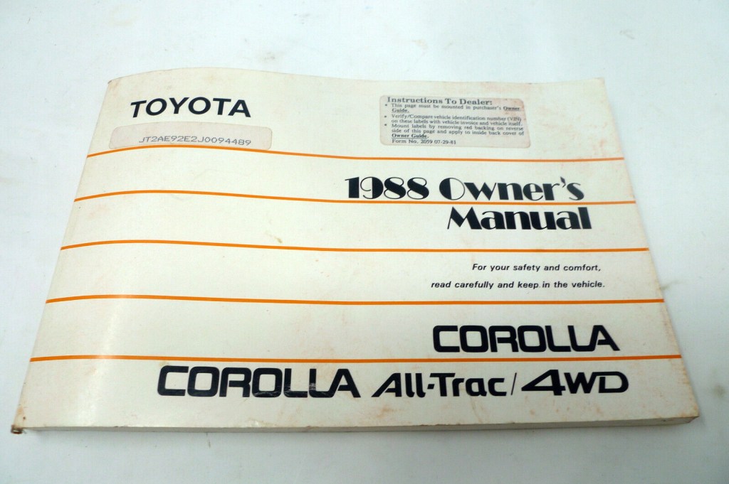 Picture of: Toyota Corolla Owner’s Manual Publication OMU