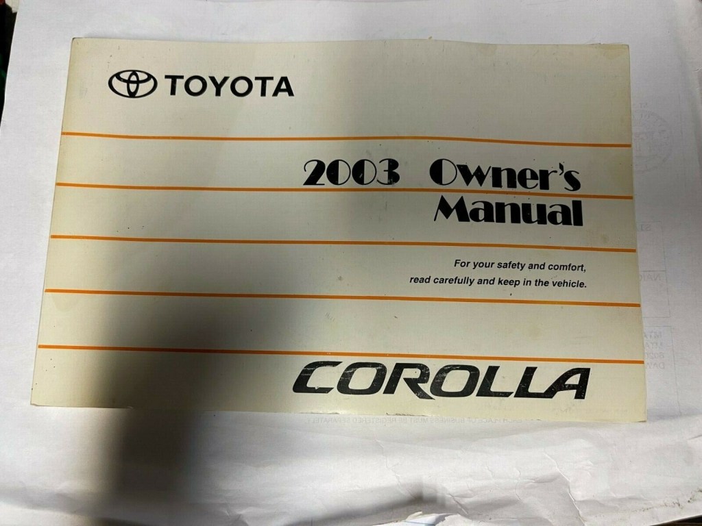 Picture of: Toyota Corolla Owners Manual ~B