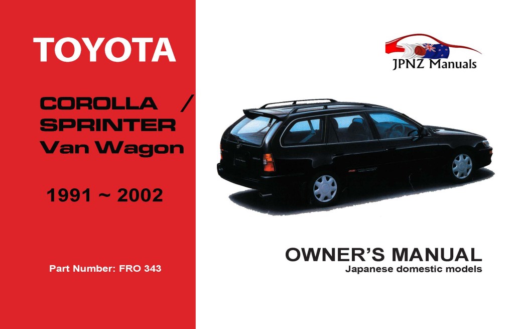 Picture of: Toyota Corolla/Sprinter Van Wagon Owners Manual In English  –