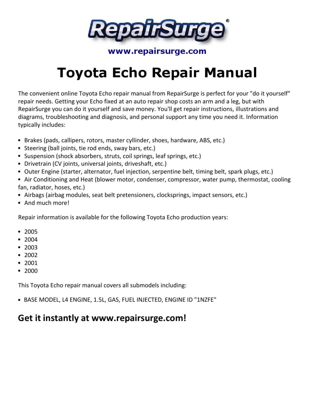 Picture of: Toyota echo repair manual   by Ryan Lung Melville – Issuu