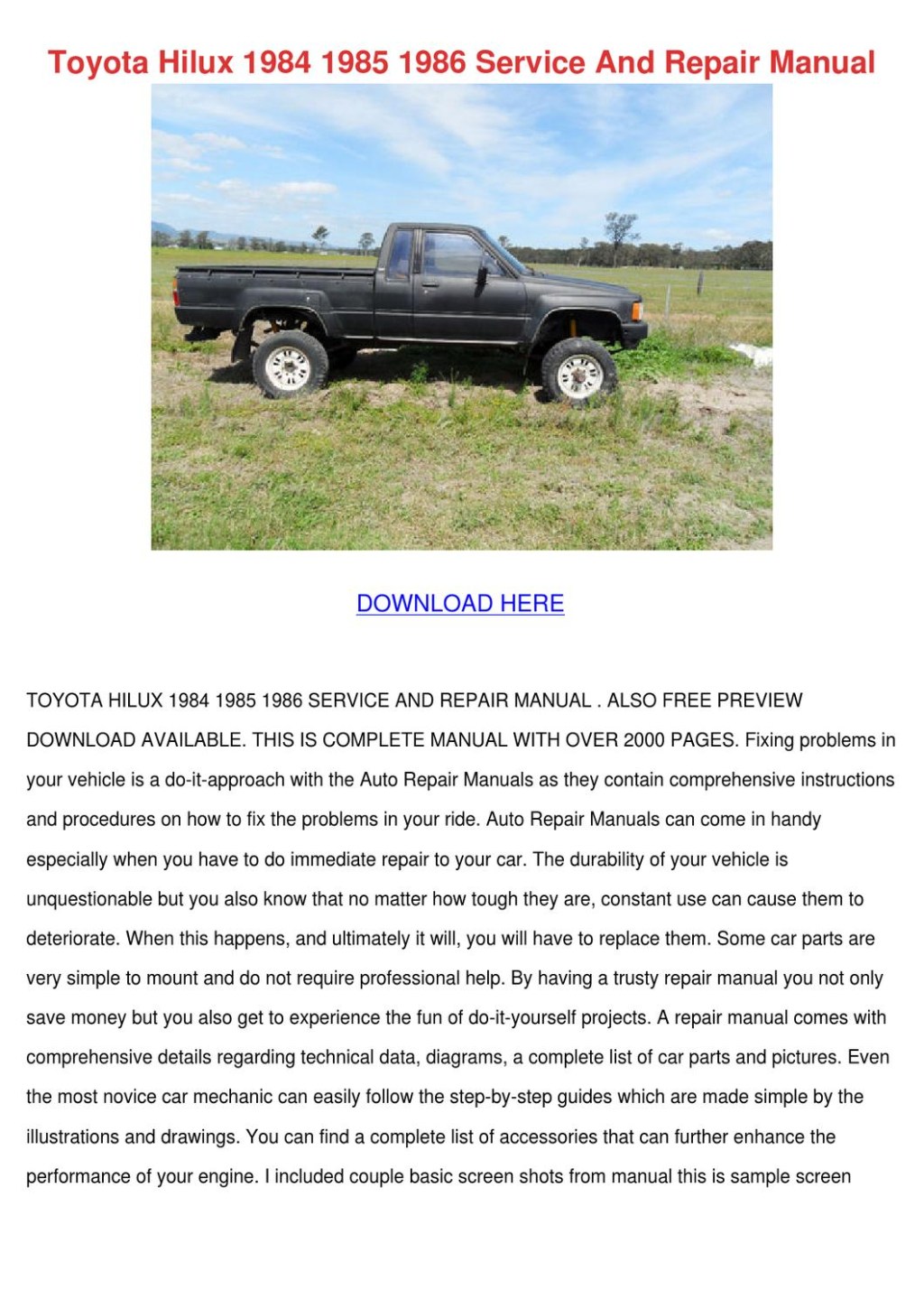 Picture of: Toyota Hilux    Service And Repai by Kasey Lassen – Issuu