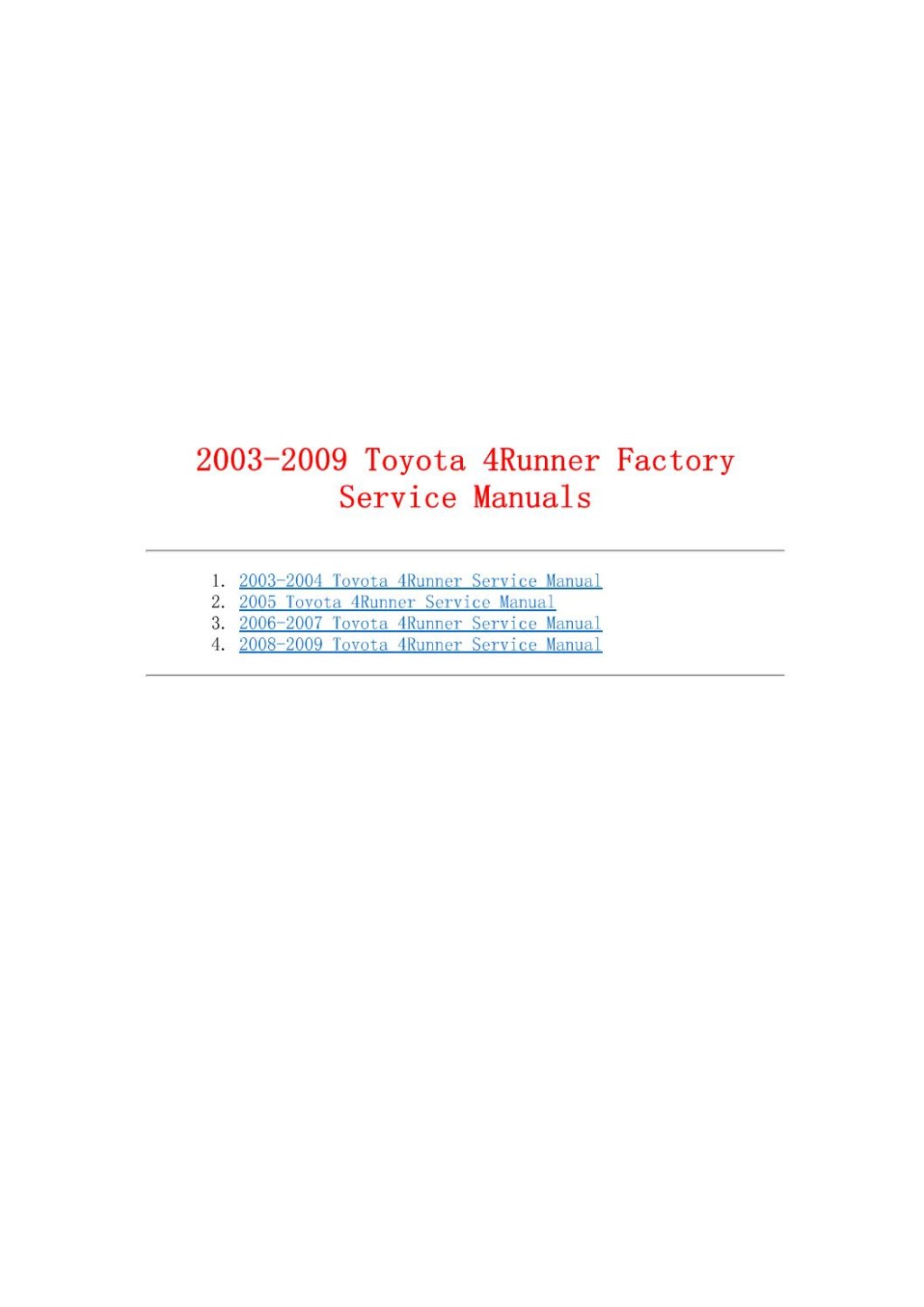 Picture of: TOYOTA RUNNER Service Repair Manual by 163686 – Issuu