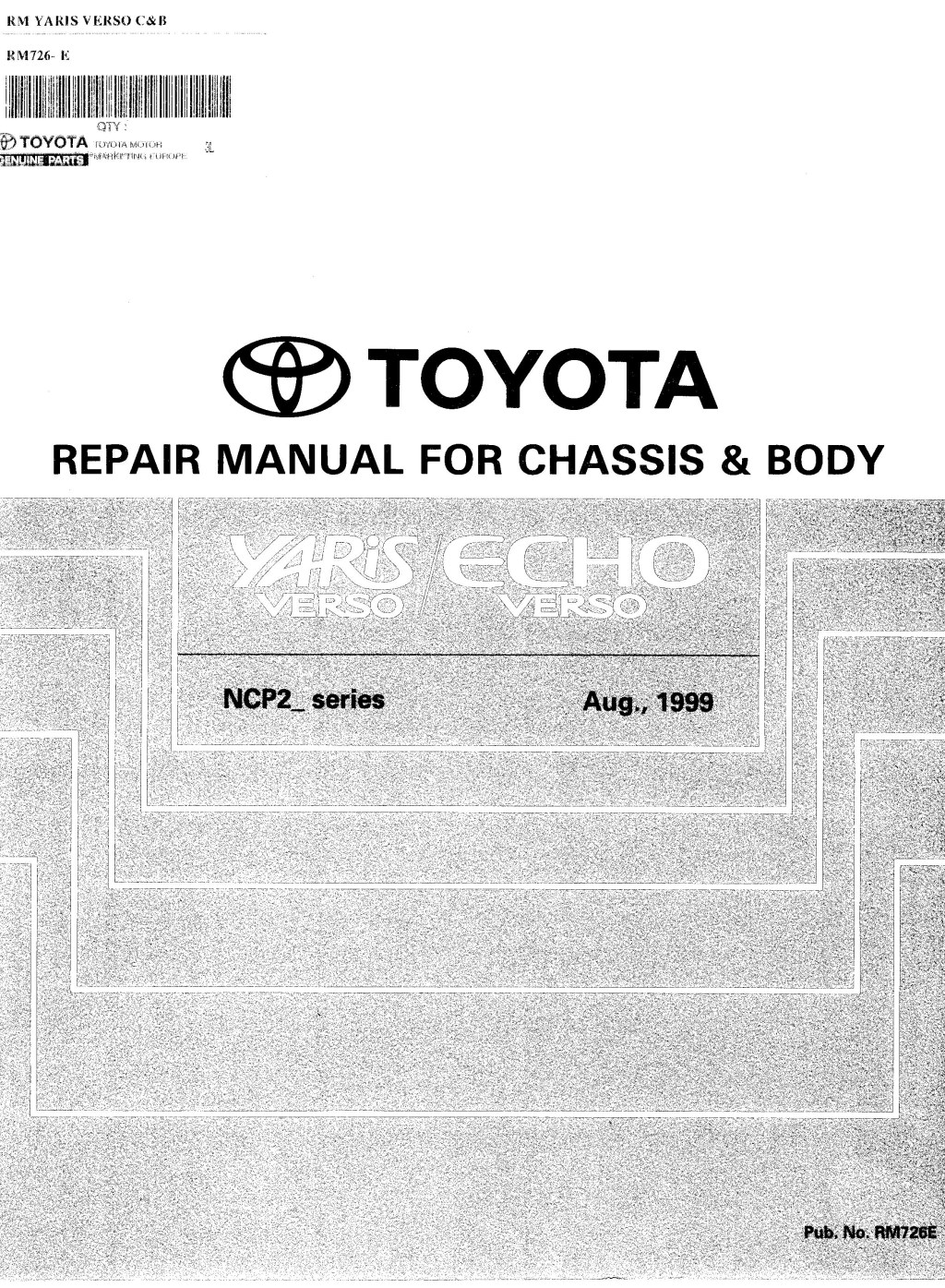Picture of: Toyota Yaris Verso Echo Verso Service Repair Manual by